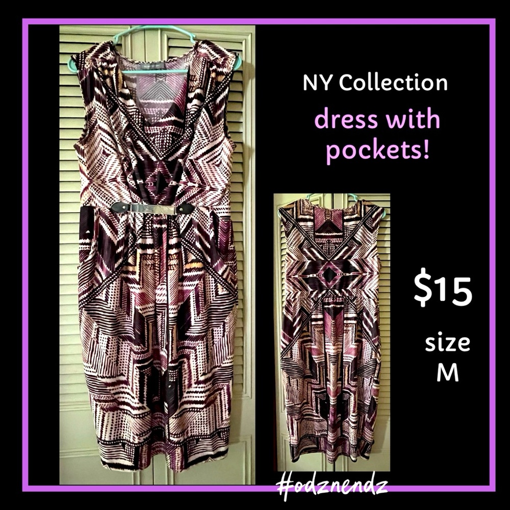 Casual dress with pockets in shades of purple